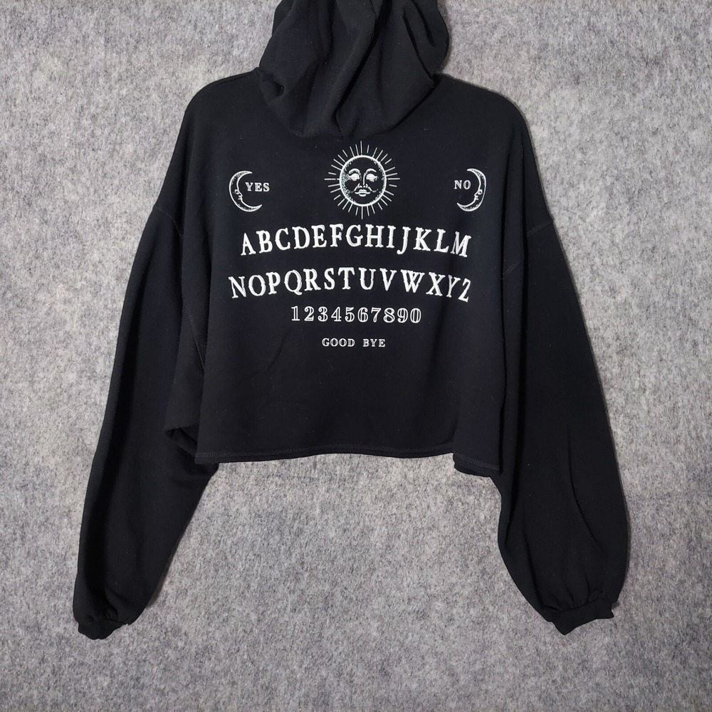 Ouija Women Hoodie XS Mystifying Oracle Board Game Crop Oversize Goth‎ Grunge